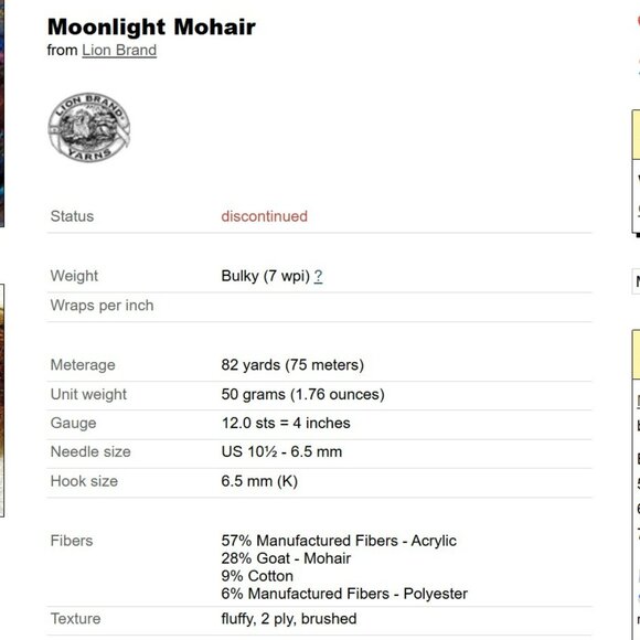 11 skeins of Lion Brand Moonlight Mohair in the colourway "Glacier Bay" - Picture 7 of 7